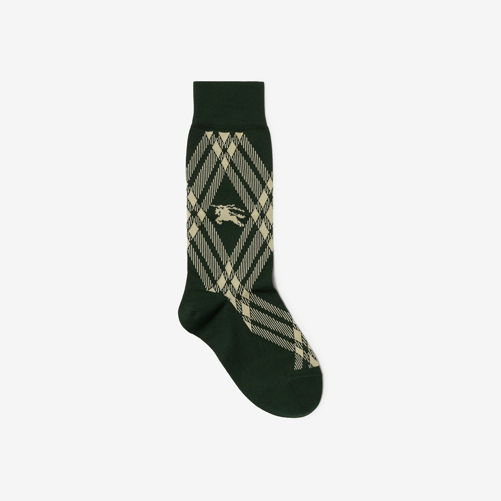 Burberry o1w1db10525 Size: L / Check Cotton Blend Socks Ivory/Green Size ONE SIZE - 1 Preview