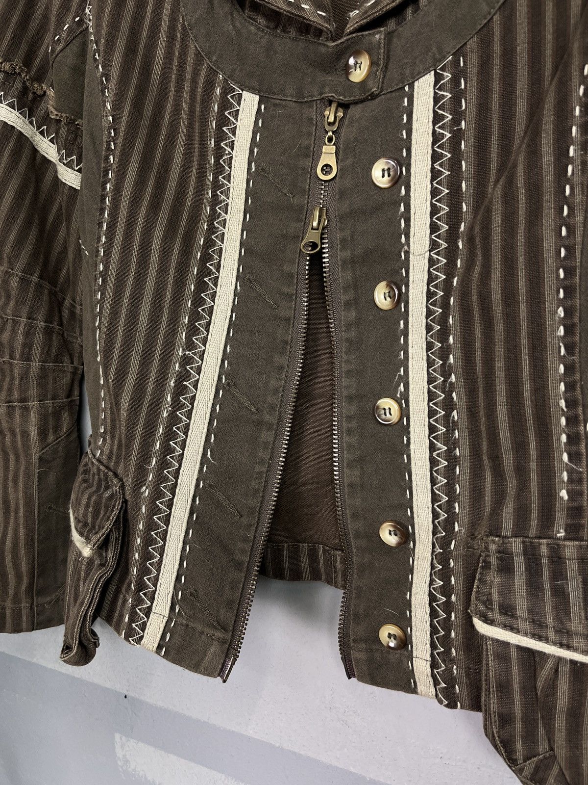 Vintage RECONSTRUCTED SASHIKO HEAVY COTTON BLAZER JACKET - 2400 Size M / US 6-8 / IT 42-44 - 7 Thumbnail