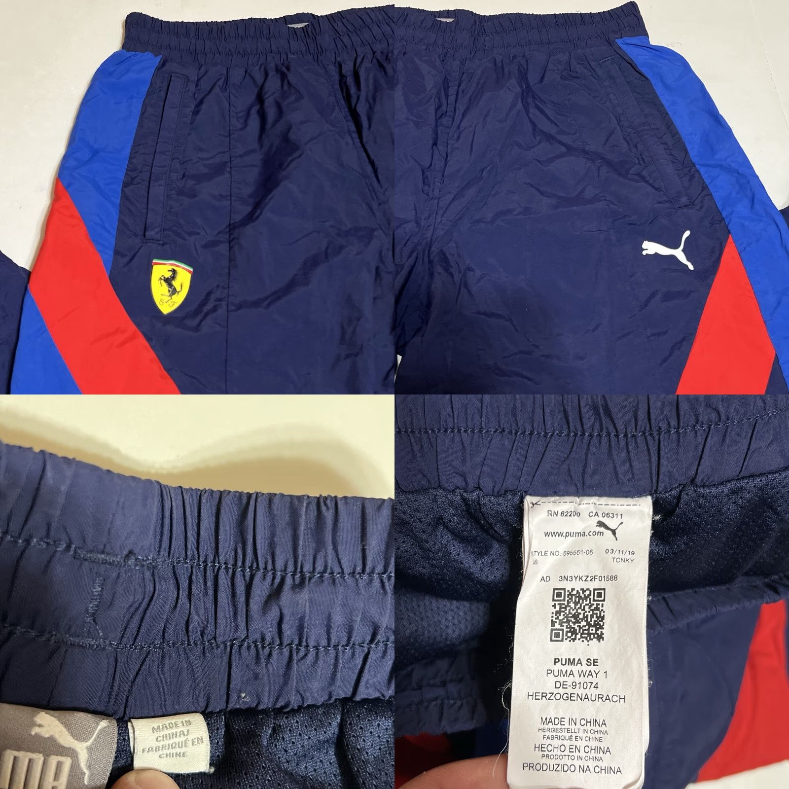 Puma PUMA Scuderia Ferrari Track Pants Mens Small Blue Red Woven Jogger Athletic Size US 29 - 8 Thumbnail