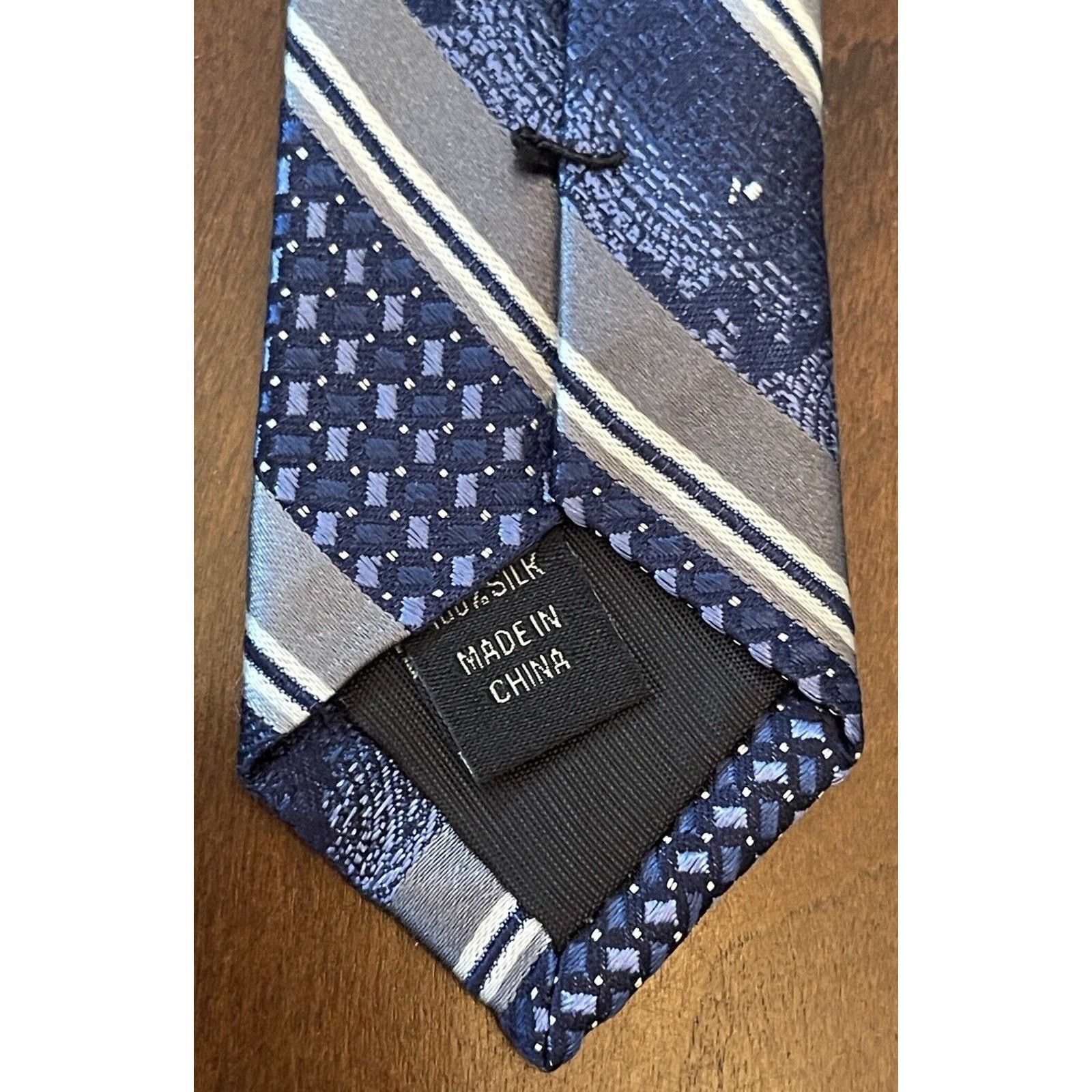 Pronto Uomo Pronto Uomo Blue Gray 100% Silk Men’s Neck Tie Made In China Size ONE SIZE - 7 Thumbnail