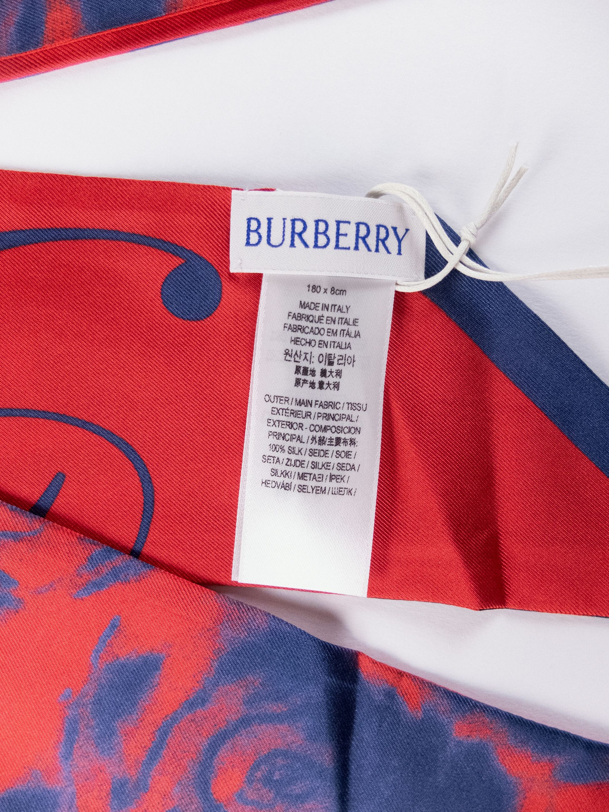 Burberry BURBERRY red blue rose logo print reversible silk scarf Size ONE SIZE - 3 Thumbnail