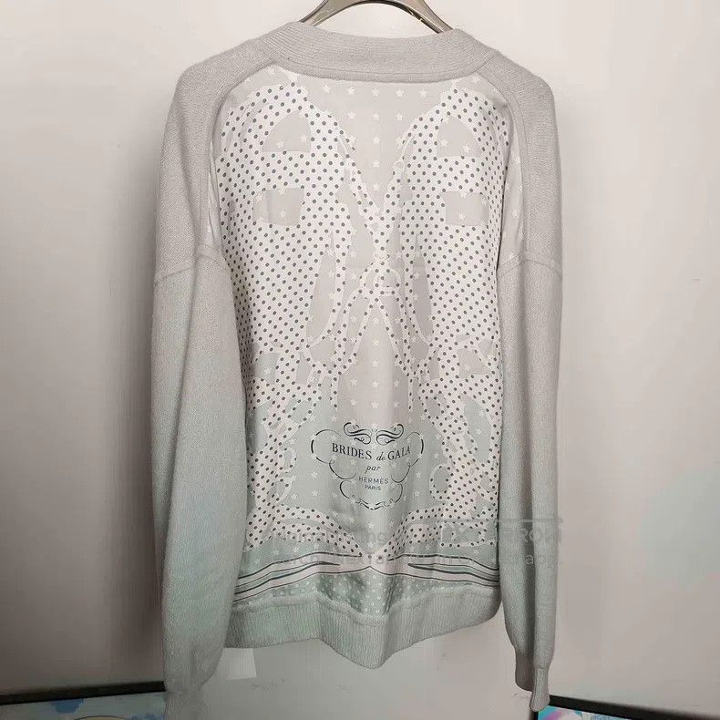 Hermes Hermes fog blue silk patchwork open cardigan jacket Size XS / US 0-2 / IT 36-38 - 2 Thumbnail
