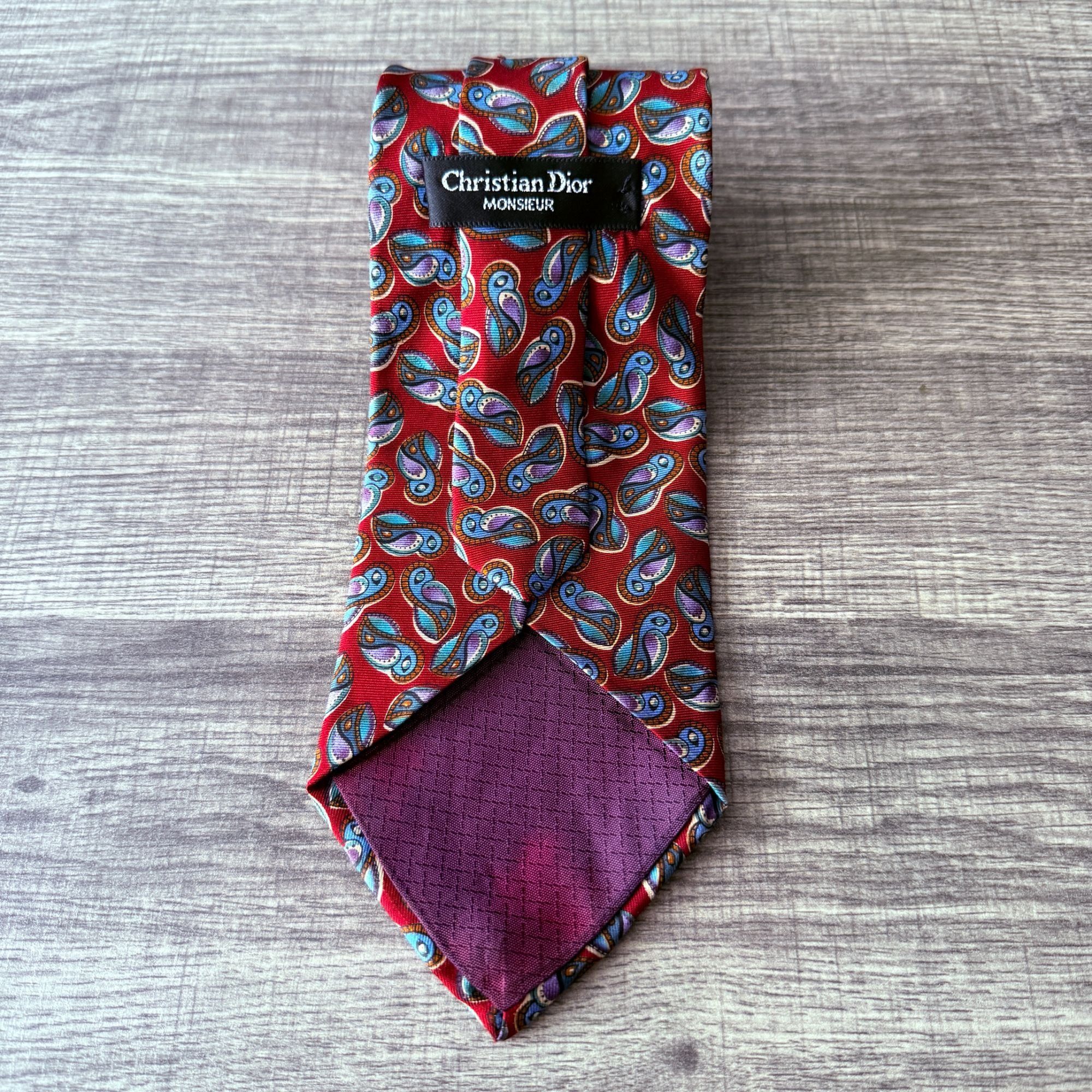 Christian Dior Monsieur Vintage Christian Dior Monsieur Red Paisley All Silk Tie Mad Size ONE SIZE - 12 Thumbnail