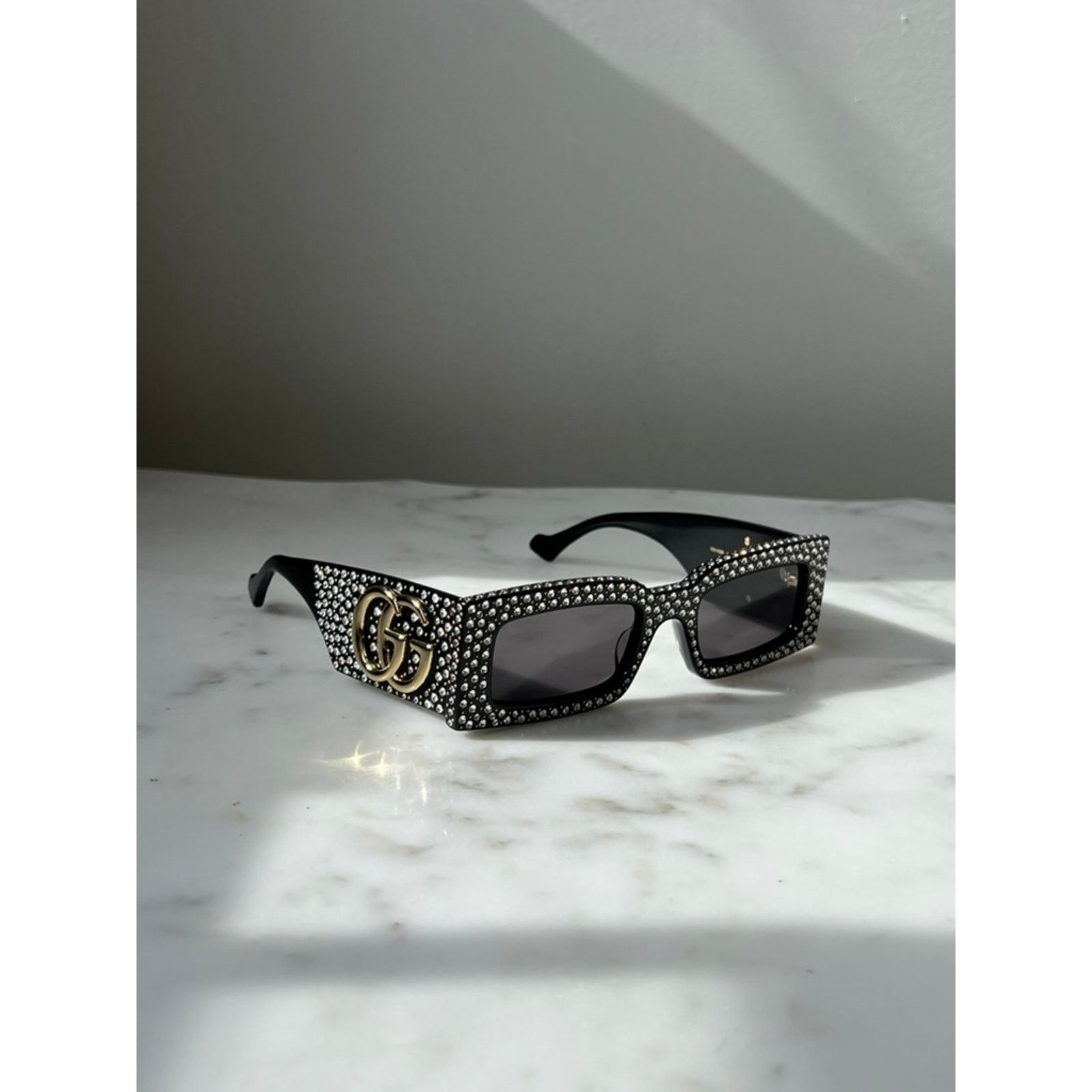 Gucci NEW Gucci GG1425S Crystal Black Marmont Sunglasses $1305 Size ONE SIZE - 4 Thumbnail