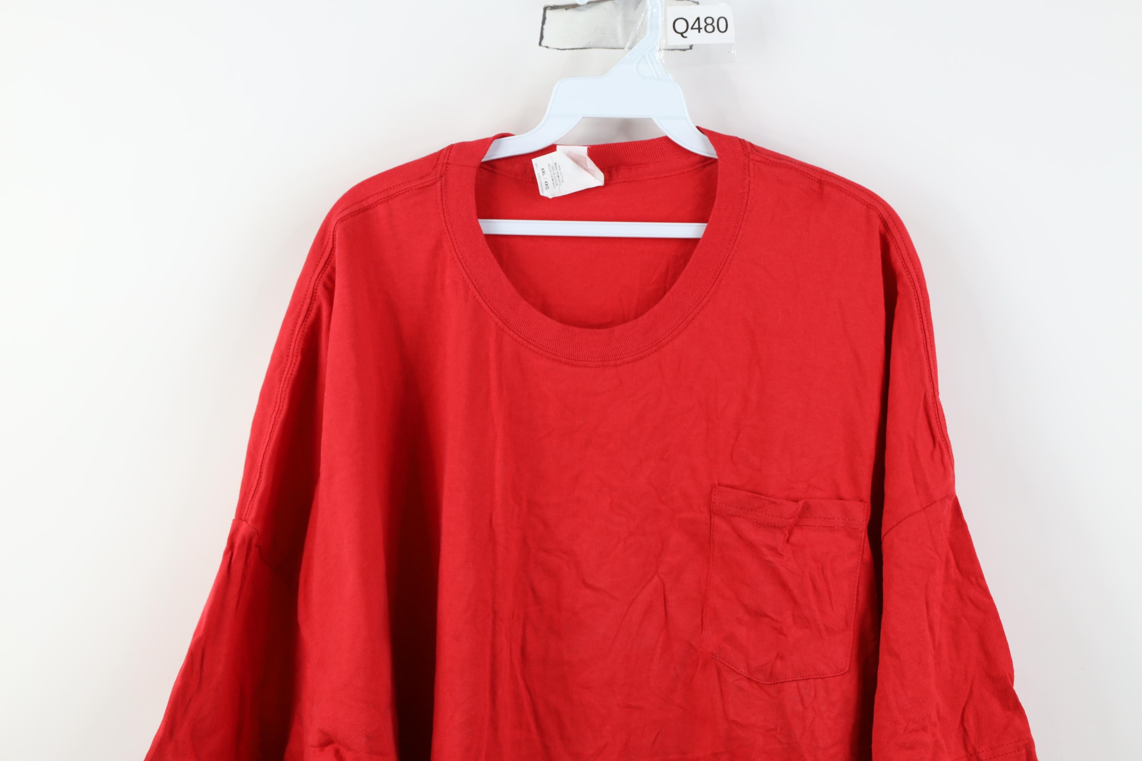 Hanes Vintage 90s Y2K Hanes Blank Cotton Pocket T-Shirt Red Size US XXL / EU 58 / 5 - 2 Thumbnail