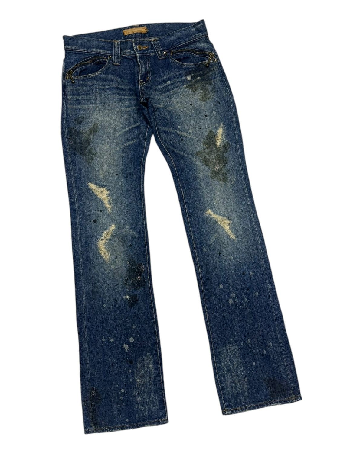 Hysteric Glamour × Japanese Brand DISTRESSED DENIM JOLLY ROGER RARE DESIGN PUNK JEANS Size US 32 / EU 48 - 5 Thumbnail
