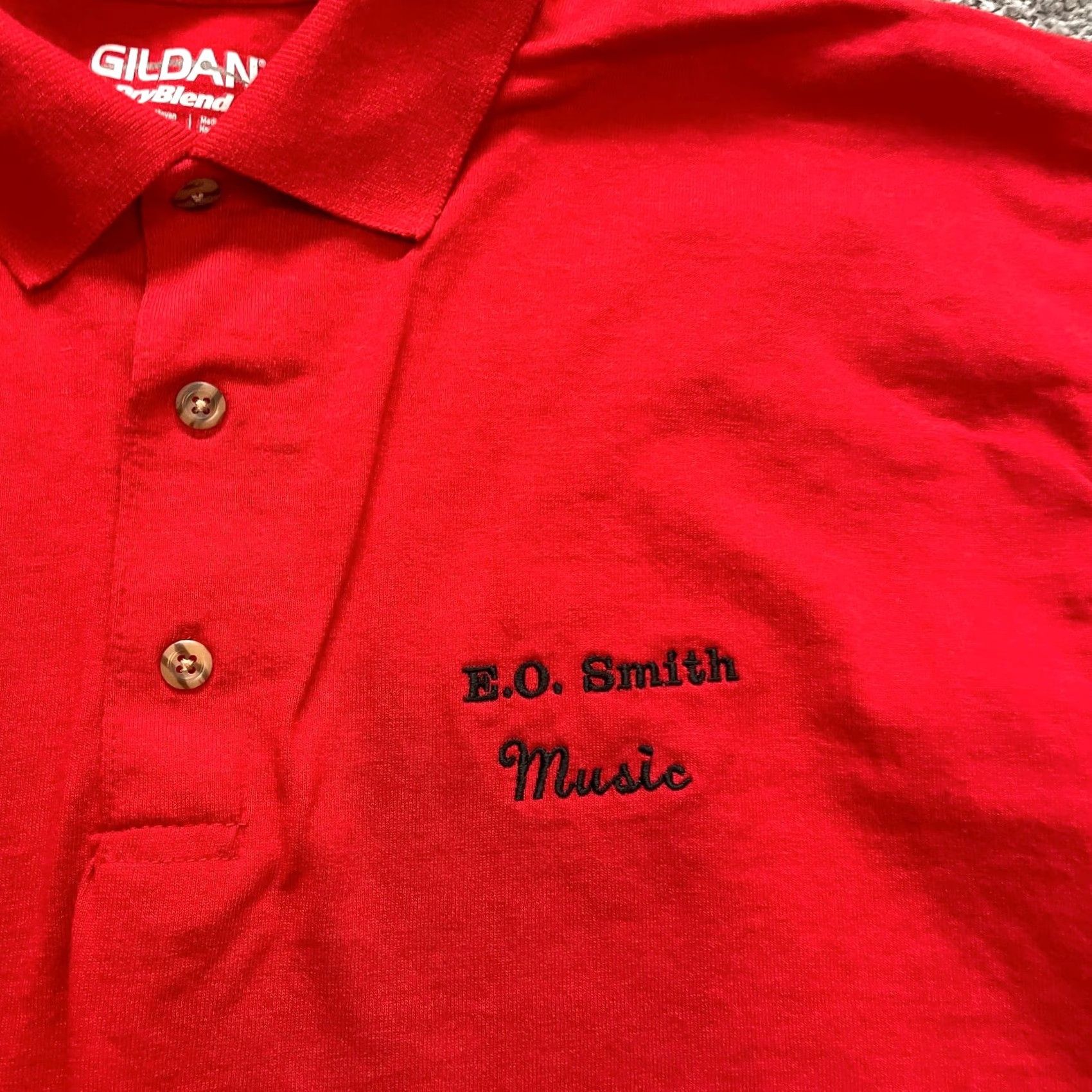 Gildan VINTAGE Gildan Dry Blend Polo Shirt Mens L Red Collared Logo Rugby Music Spin Size US L / EU 52-54 / 3 - 3 Thumbnail