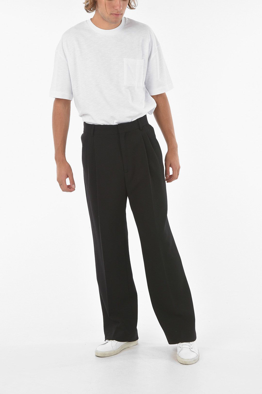 Casablanca Black High-Waisted Merino Wool Pleated Trousers Size US 36 / EU 52 - 3 Thumbnail