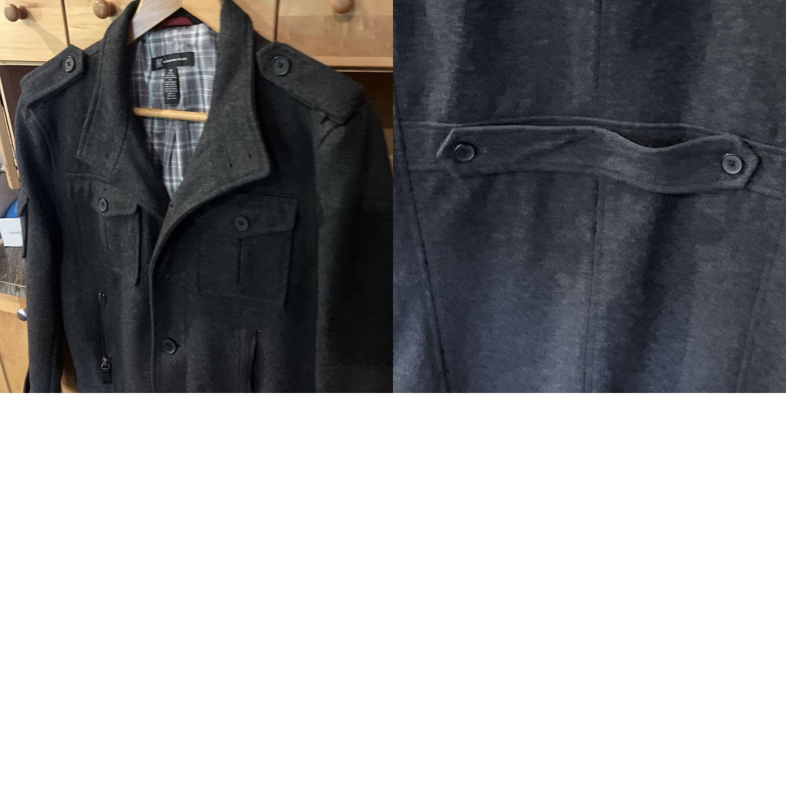 Vintage VINTAGE INC Black Wool Trench Pea Coat Button Up Men’s M Flap Pockets PLAID Lined Jacket Size US M / EU 48-50 / 2 - 10 Thumbnail