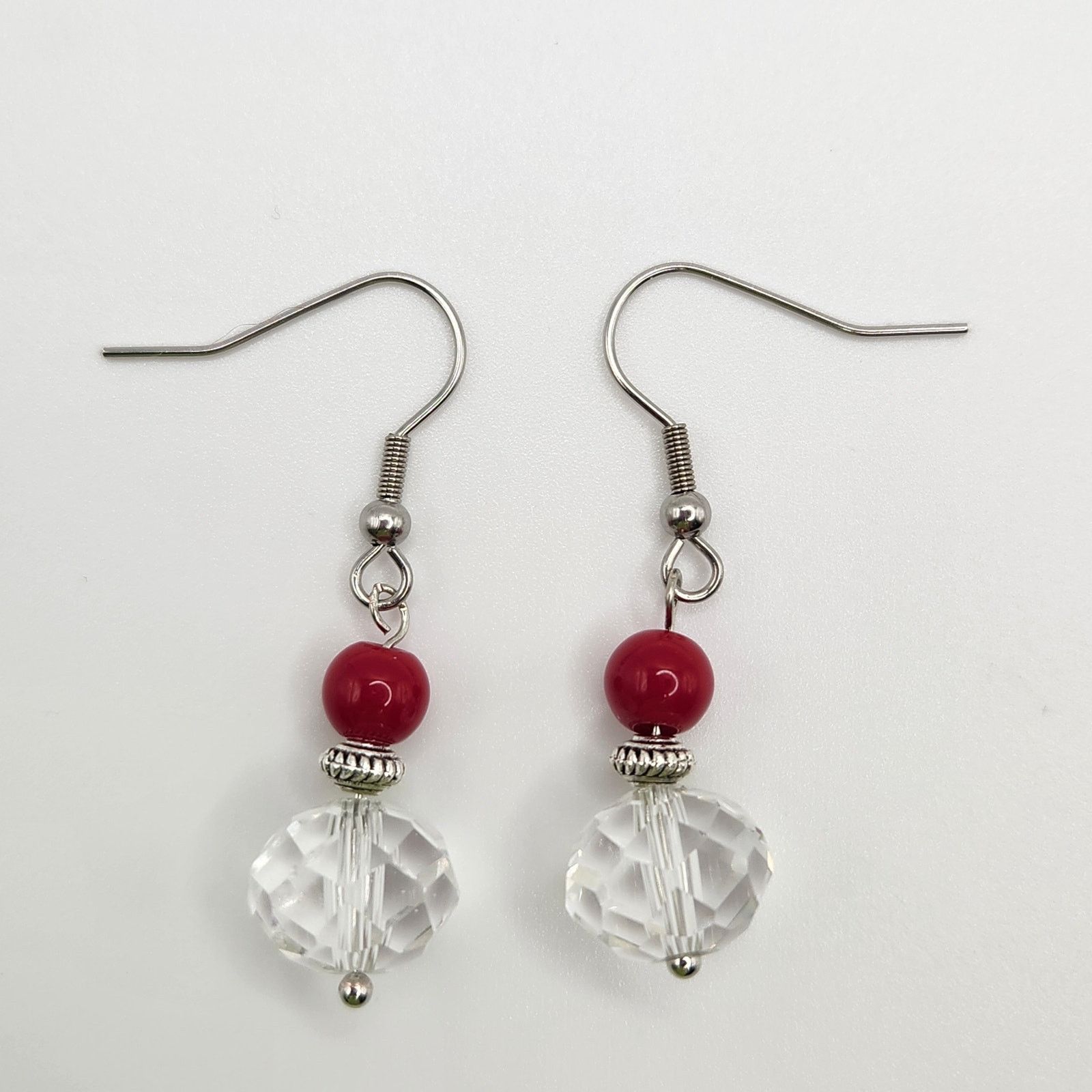 Other Handmade Earrings with Crystal, Red Coral – 1.5" Dangle Size ONE SIZE - 2 Thumbnail