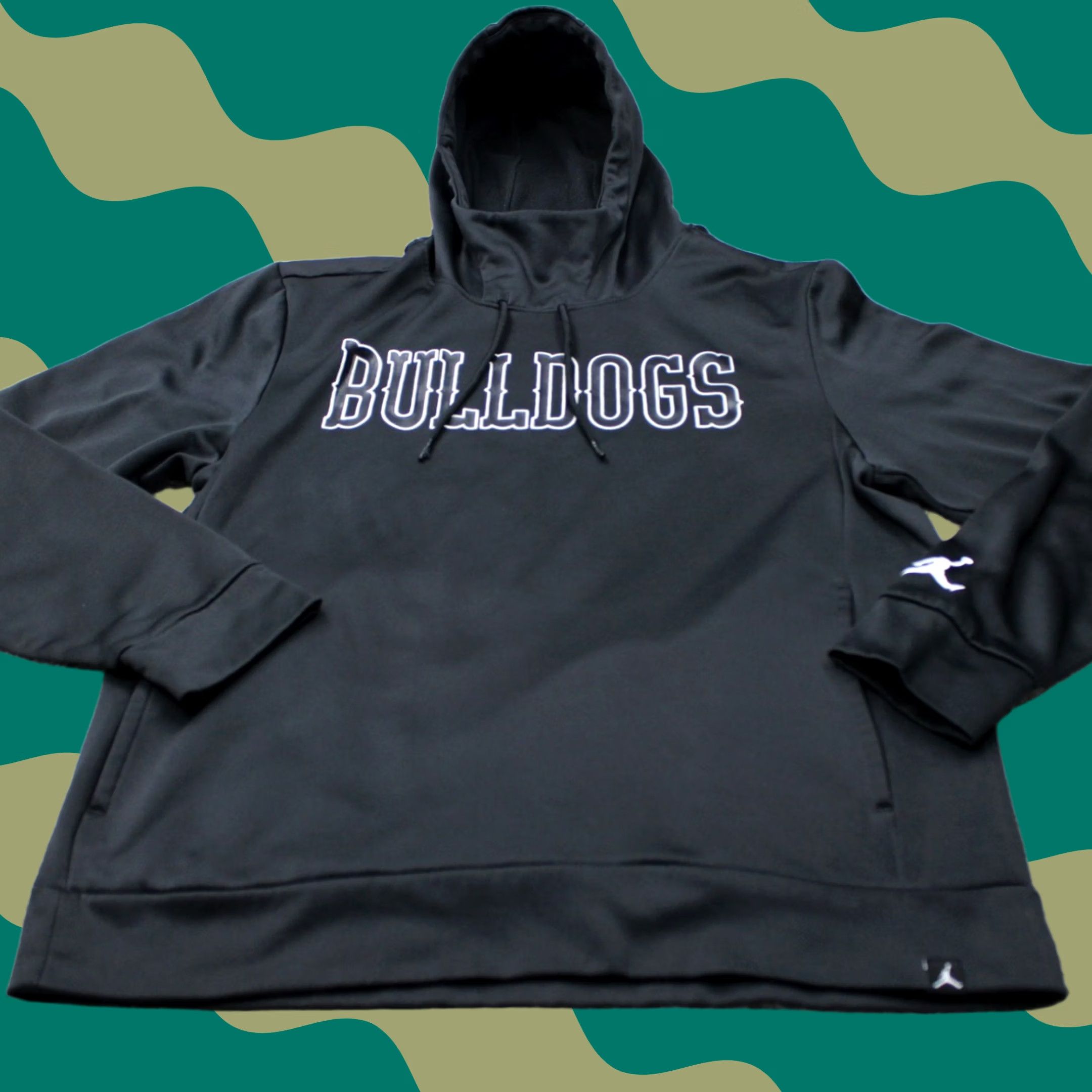 Jordan Brand Jordan Hoodie Mens Medium Black Bulldogs Logo 100% Polyester Hooded Sweatshirt Size US M / EU 48-50 / 2 - 1 Thumbnail