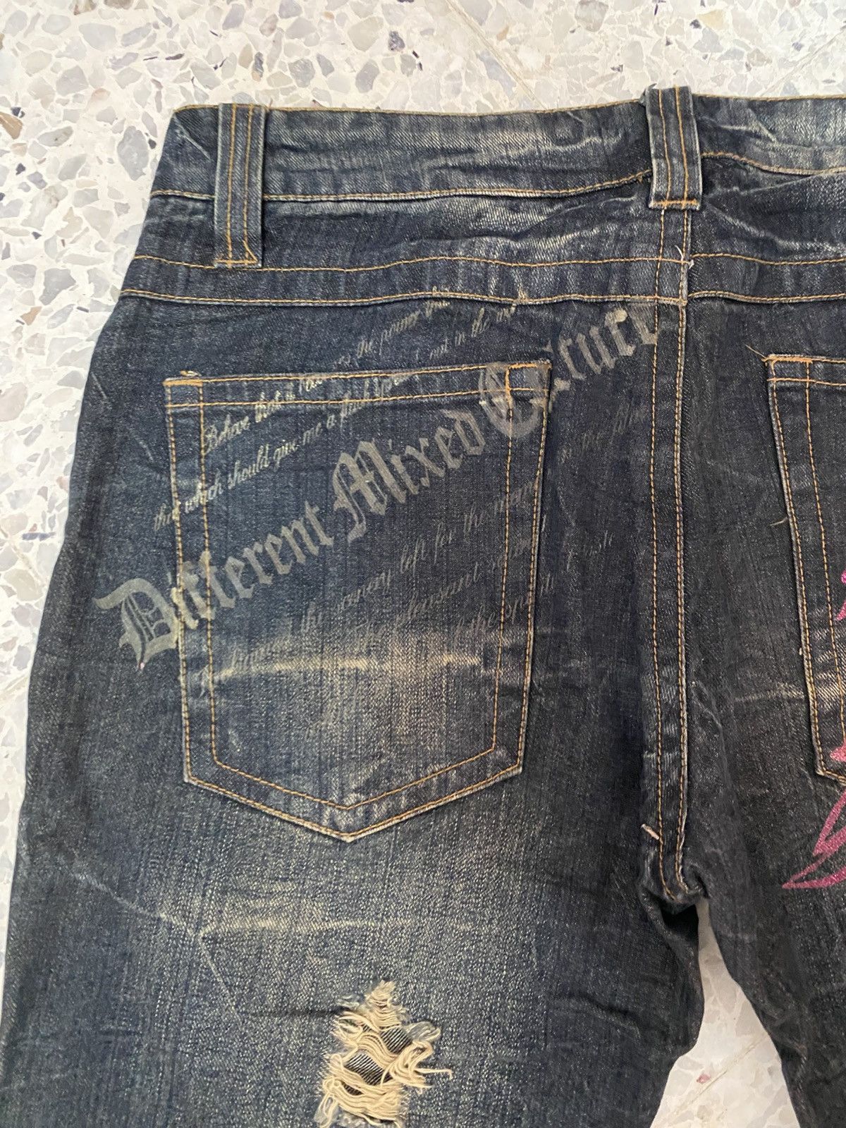 If Six Was Nine Sorrired cross logo with poems flared jeans Size US 33 - 10 Thumbnail