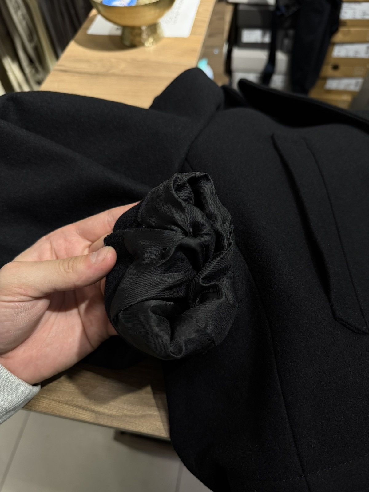 Allsaints AllSaints Felix Double Breasted Lamb Leather Trim Peacoat Size US L / EU 52-54 / 3 - 21 Thumbnail