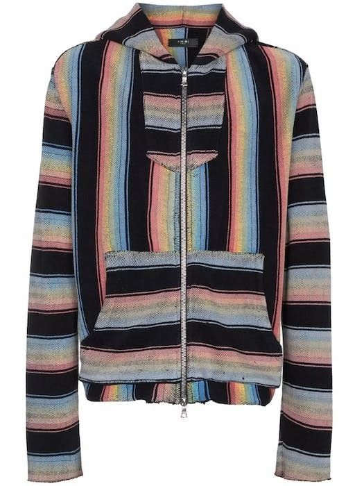 image of Amiri Baja Zip-Up Hoodie in Tricolor, Men's (Size Large)