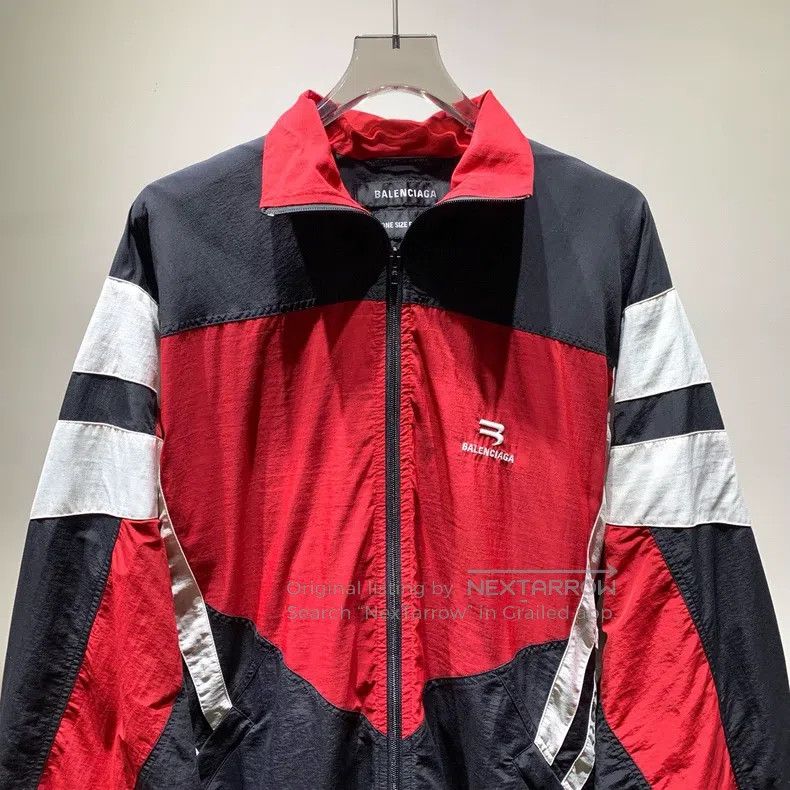 Balenciaga Black and Red Contrast Zip Long Sleeve Jacket