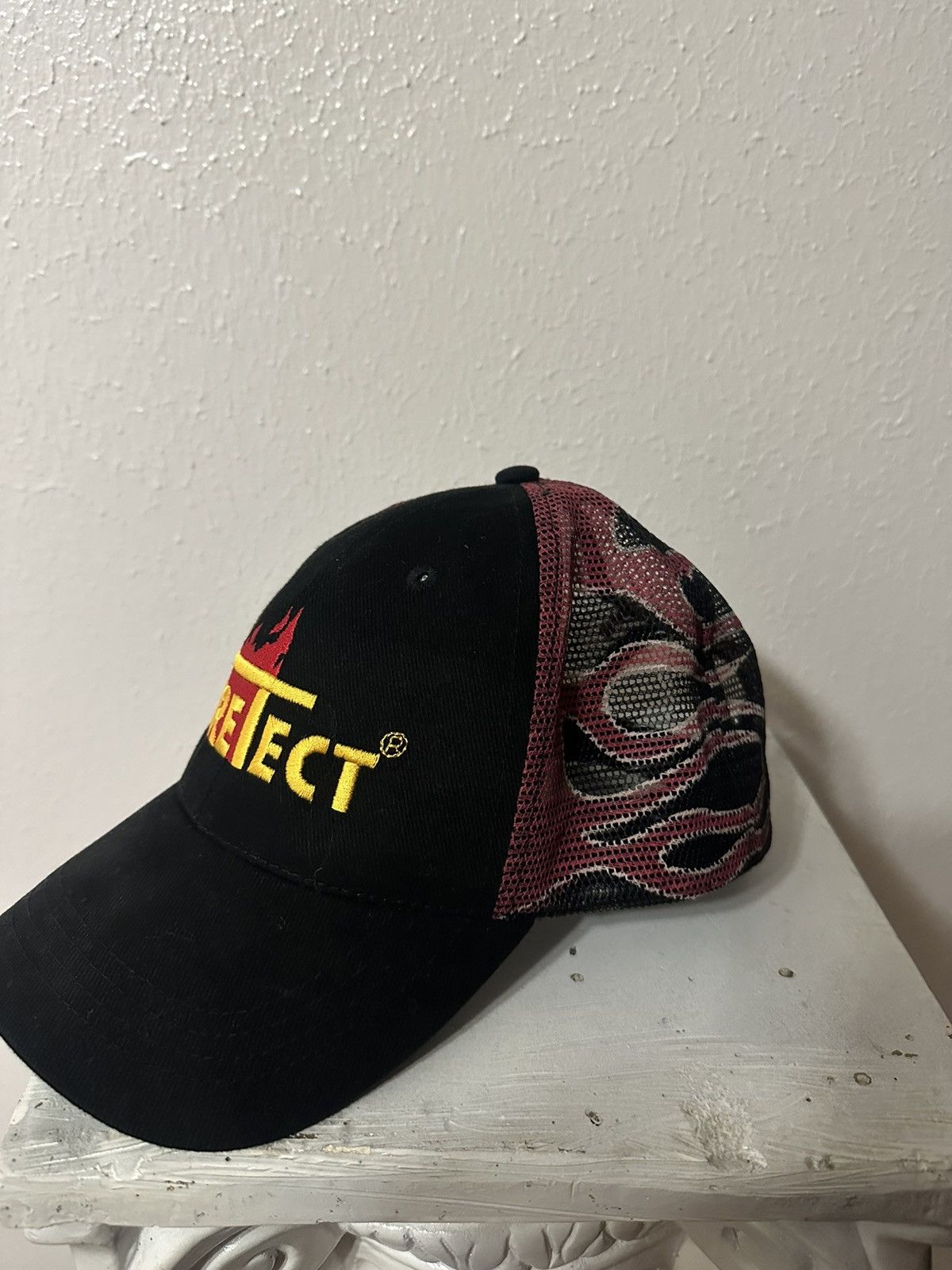 Vintage Black flame trucker hat Size ONE SIZE - 3 Thumbnail