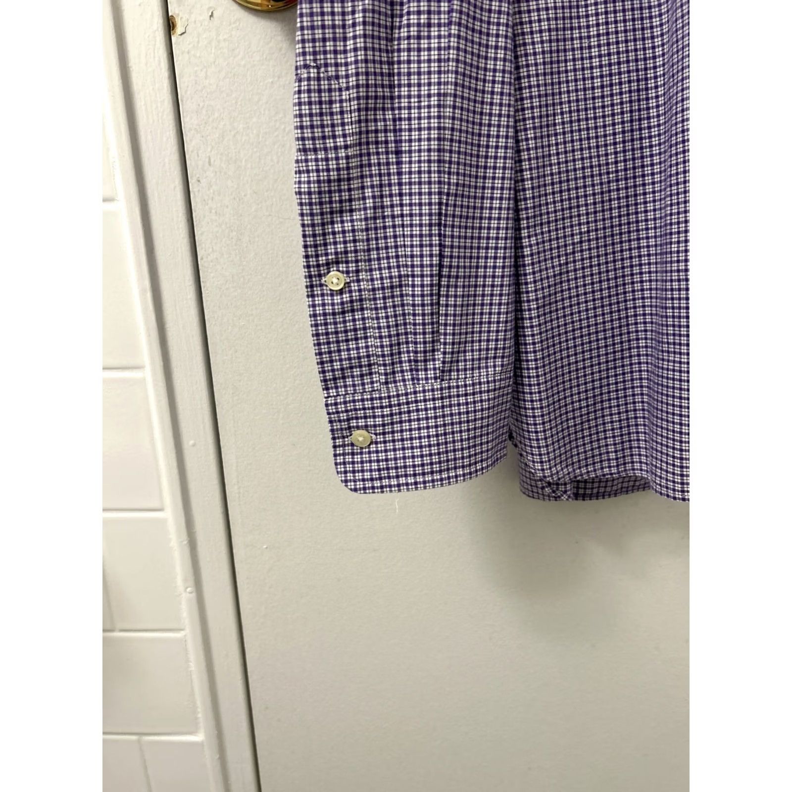 Ralph Lauren Ralph Lauren Shirt Mens 16 Purple White Plaid Button-Up Long Sleeve Polo Pony Button-Down Collar Clothing Apparel Shirts Mens Size US L / EU 52-54 / 3 - 7 Thumbnail
