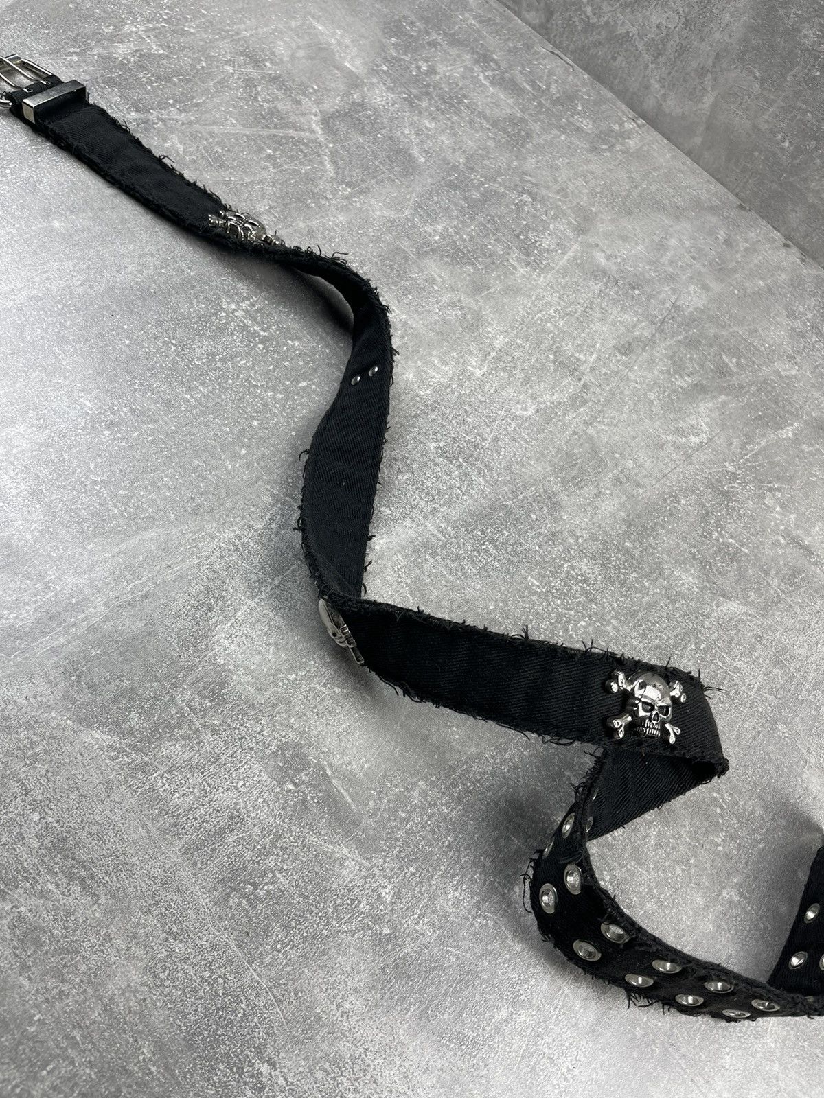 Vintage Vintage HandMade Black Avant Garde Skulls Cotton Belt Size ONE SIZE - 1 Thumbnail