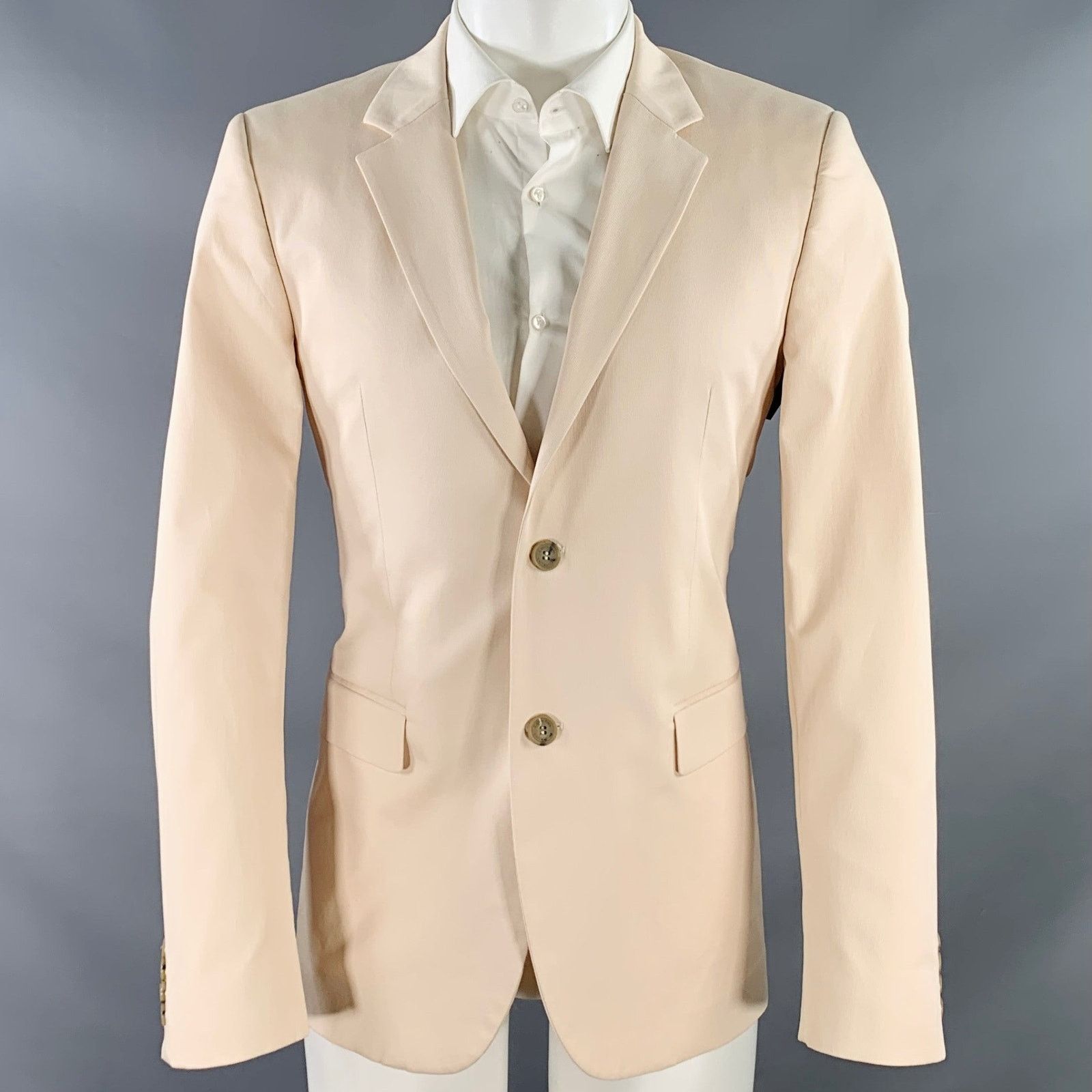 Calvin Klein Size 38 Cream Cotton Blend Notch Lapel Sport Coat Size 38R - 1 Thumbnail