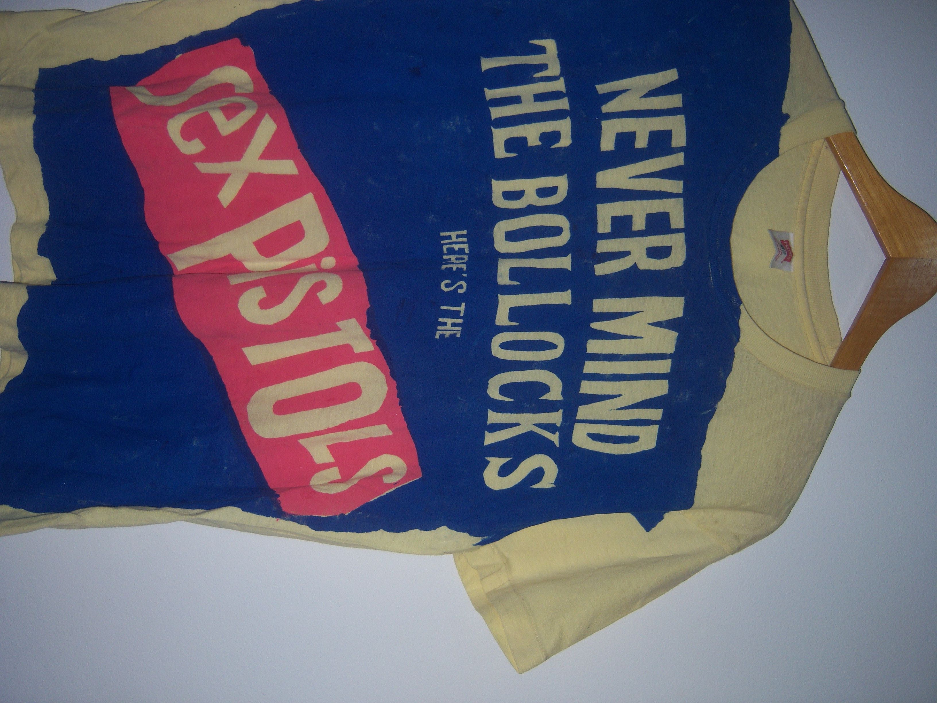 image of 90's Sex Pistols - Never Mind The Bollocks Bootleg Tee in Yellow, Men's (Size Medium)