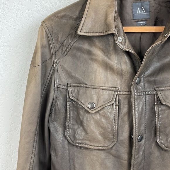 Armani Exchange × Vintage A/X Armani Exchange Leather Shacket Shirt Jacket Size US S / EU 44-46 / 1 - 2 Thumbnail