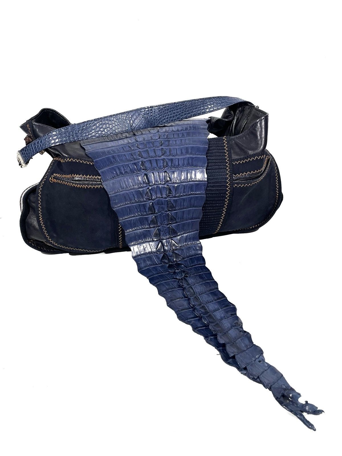 Gianfranco Ferre Blue Shoulder Limited Bag Crocodile Leather