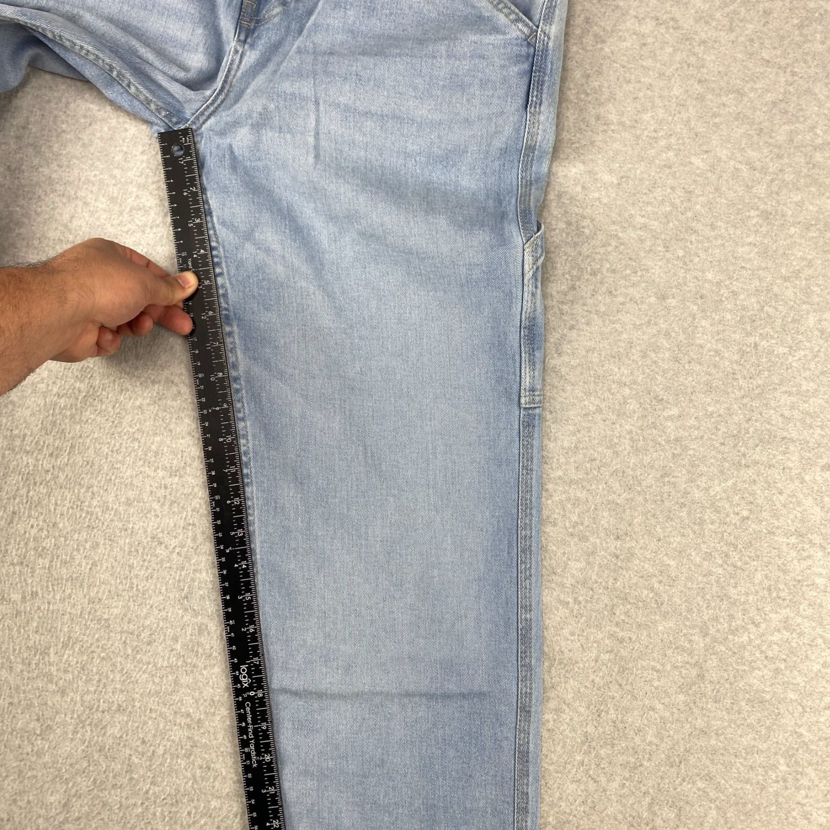 Essentials Amazon Jeans Mens 33X32 Blue Straight Leg Pockets Slimming Comfort Stretch 5-Pocket Design Belt Loops Denim 33 Regular Mens Jeans Blue Size US 33 - 7 Thumbnail