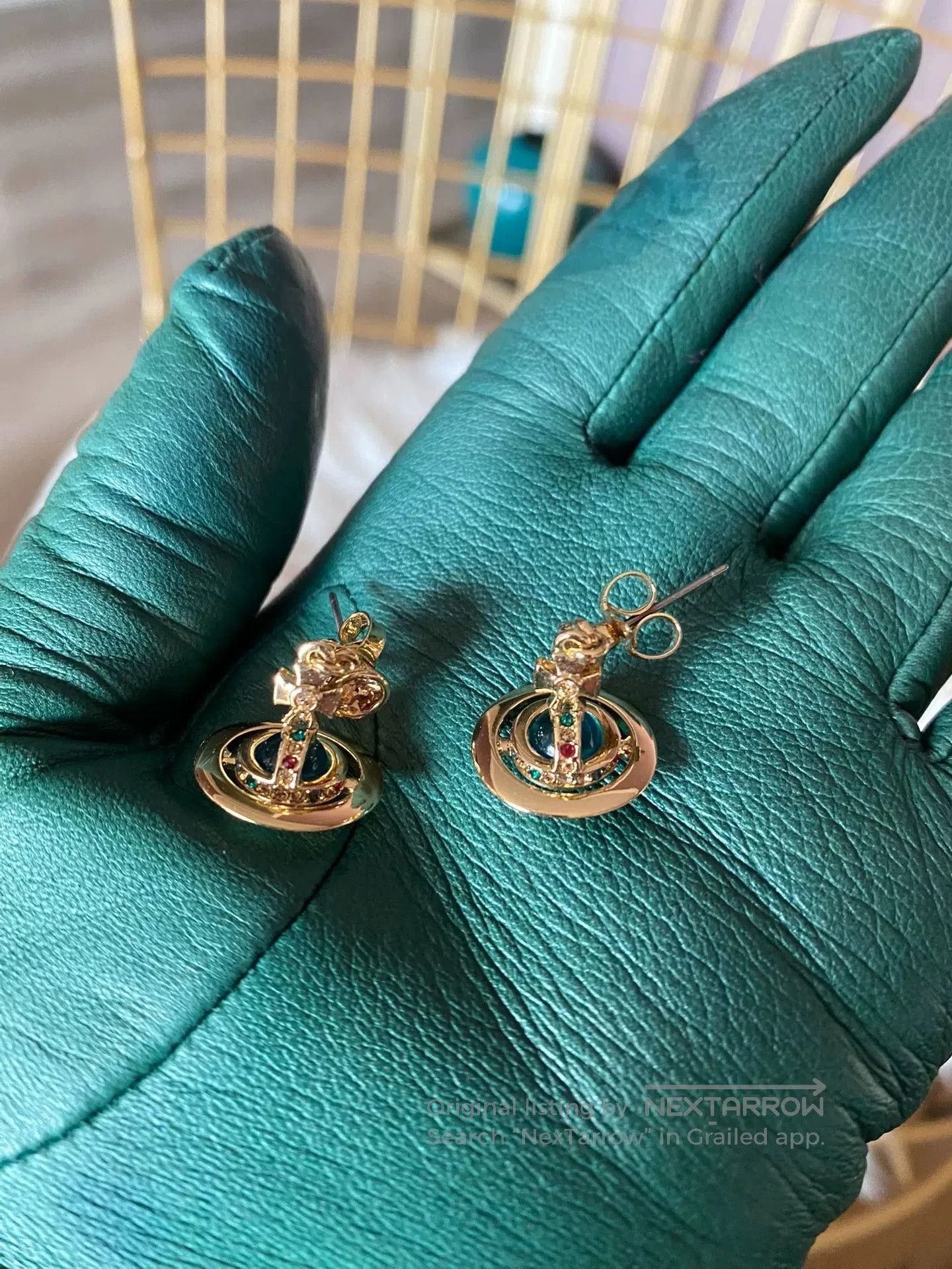 Vivienne Westwood Vivienne Westwood Blue Gold Orb Earrings. Size ONE SIZE - 2 Thumbnail