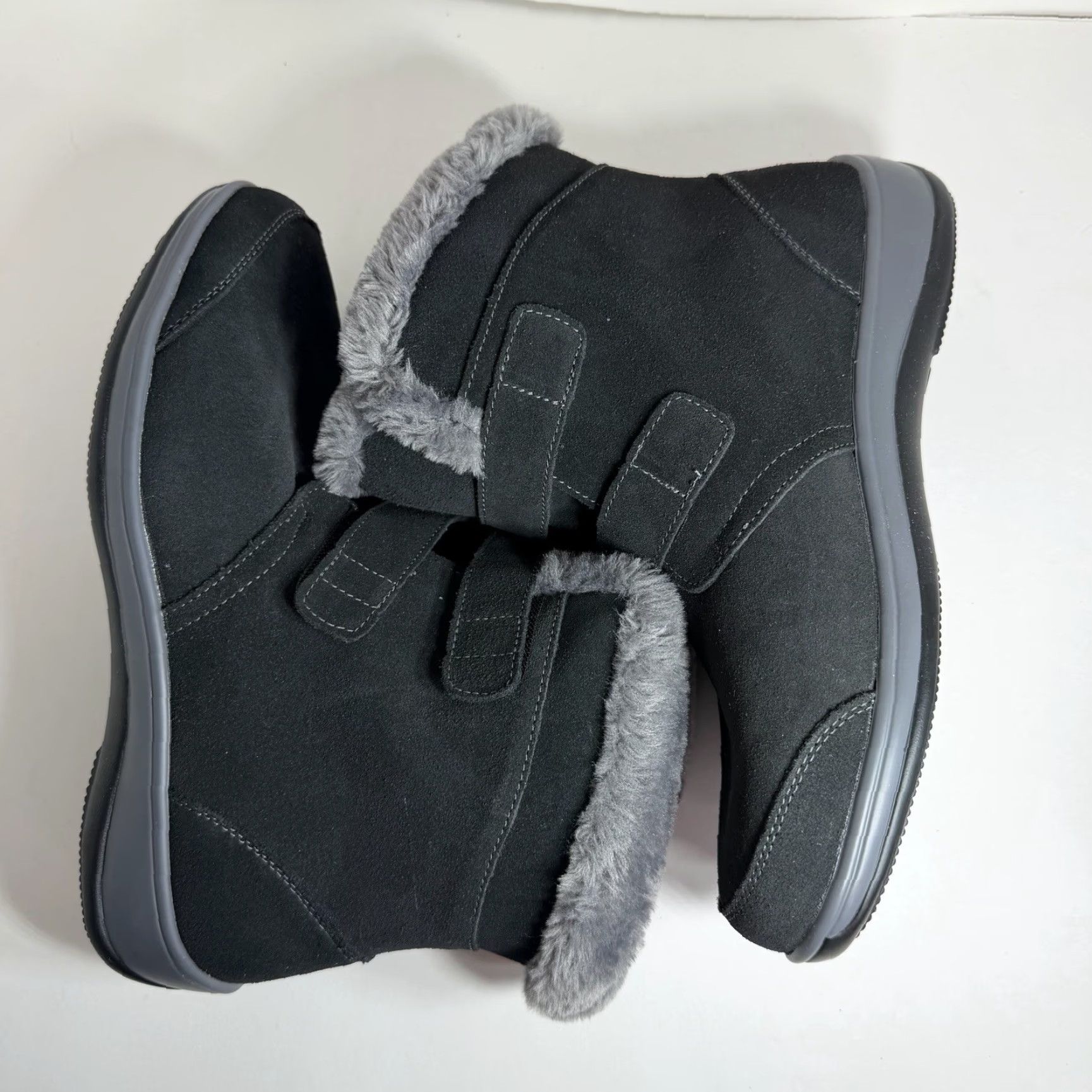 Vintage VINTAGE? No → Orthofeet Florence Waterproof Black Boots Women 9.5 Wide Leather Waterproof Mid-Calf Hook & Loop Black Boots Size US 10 / IT 40 - 3 Thumbnail