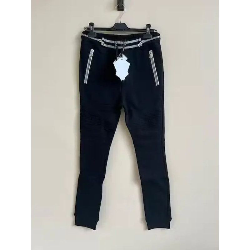 Balmain o1rshd1 Biker Sweat Pants With Silver Waist Band in Black Size US 30 / EU 46 - 1 Thumbnail