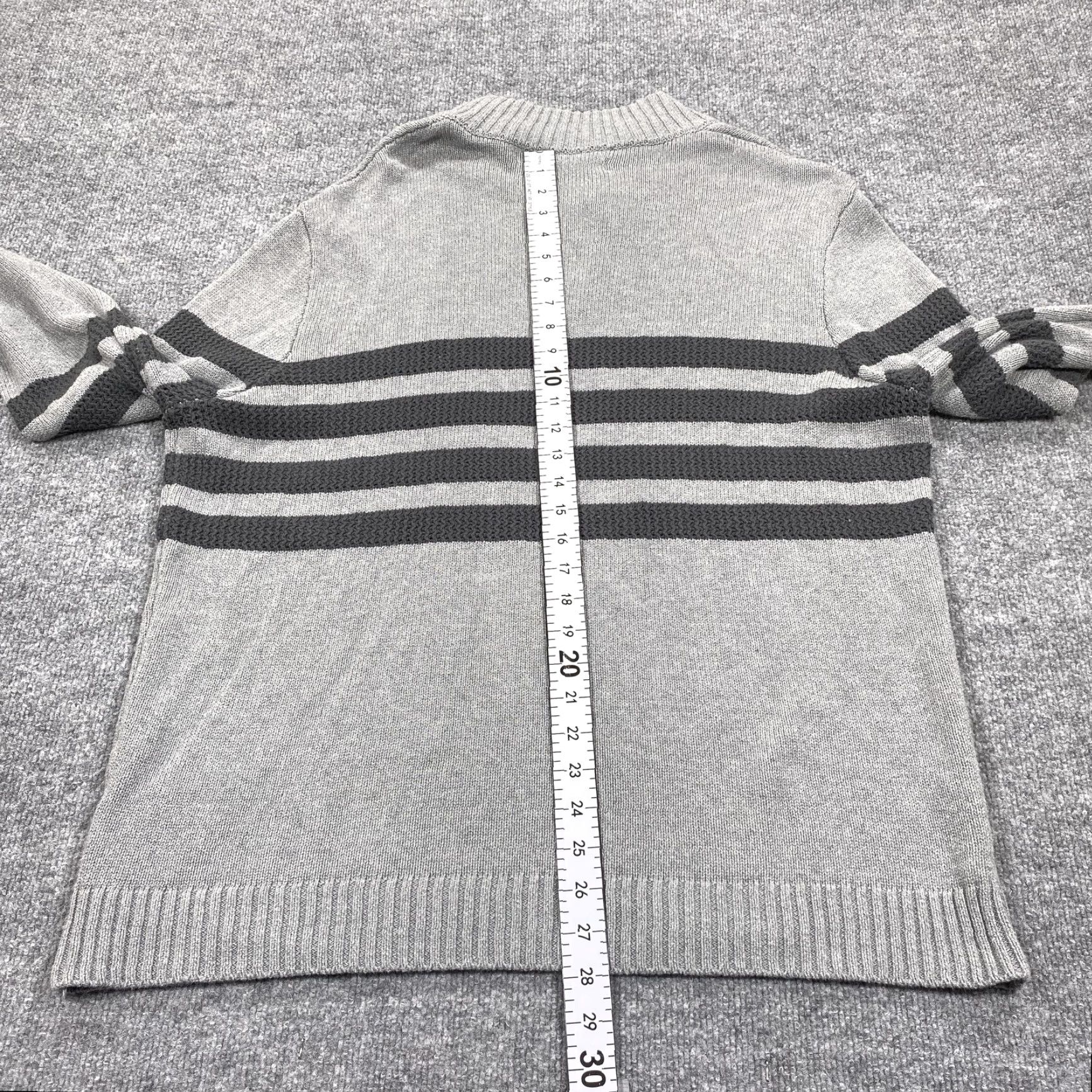 Vintage Tahari Mens XL Gray Striped 1/4 Zip Mock Neck Cotton Pullover Casual Sweater Size US XL / EU 56 / 4 - 6 Thumbnail