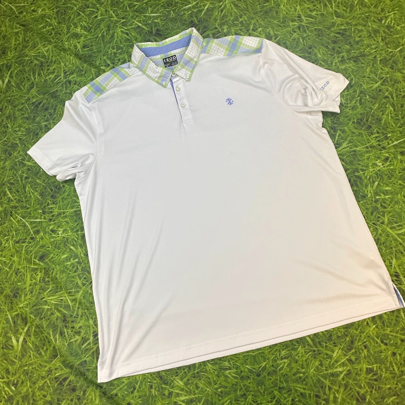 Izod IZOD Golf Polo Shirt Mens 2XL White with Contrasting Trim Logo Button Down Sports Size US XXL / EU 58 / 5 - 3 Thumbnail