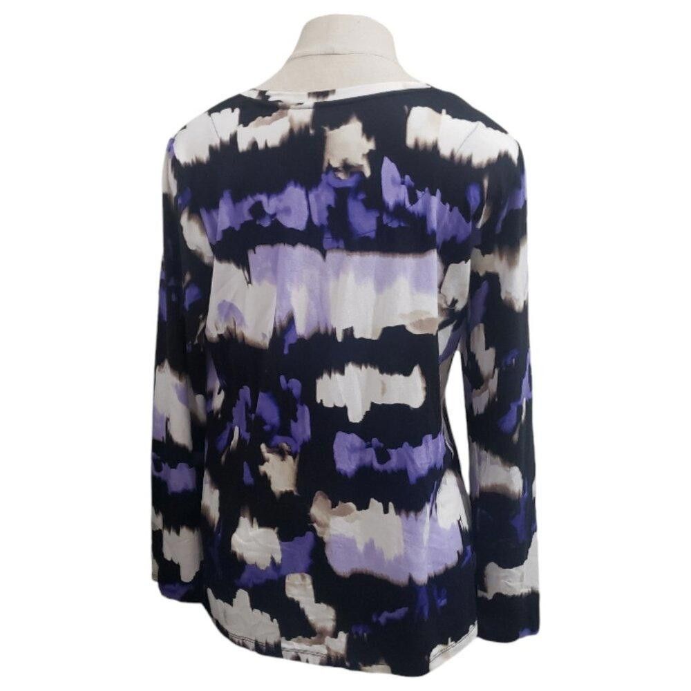 Chicos CT1848 Chico's Purple & Black Long Sleeve Blouse M Size M / US 6-8 / IT 42-44 - 3 Thumbnail