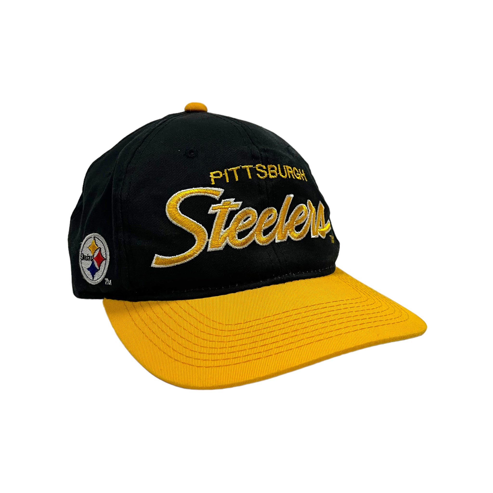 Vintage 90s Sports Specialties discount SCRIPT Two Tone Pittsburgh Steelers hat cap 90's