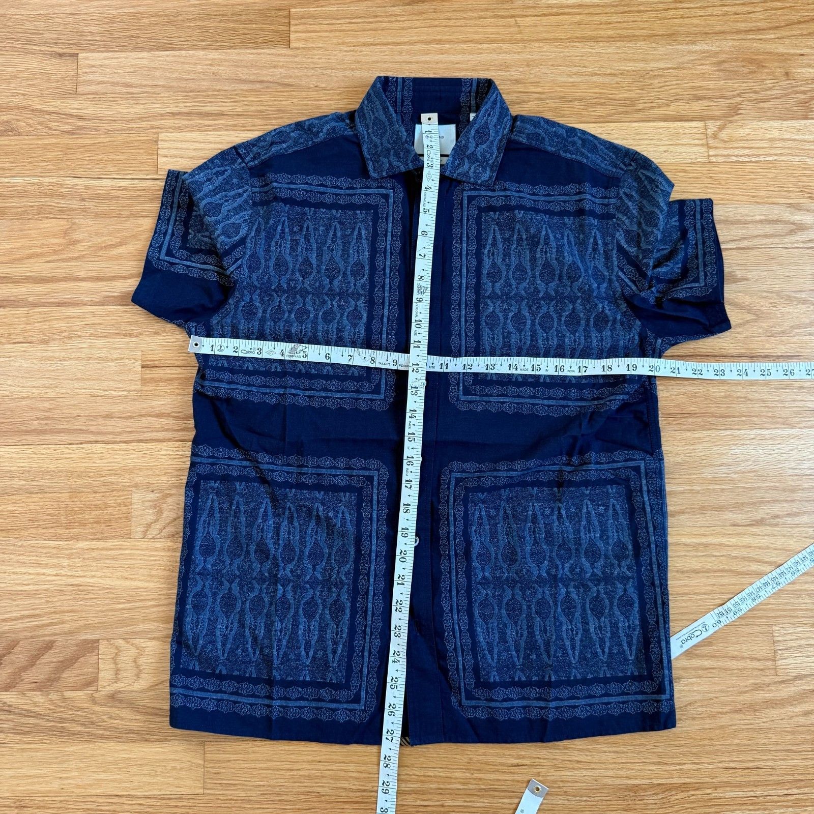 Billy Reid Billy Reid Blue Indigo Treme Block Short Sleeve Shirt Size US S / EU 44-46 / 1 - 4 Thumbnail