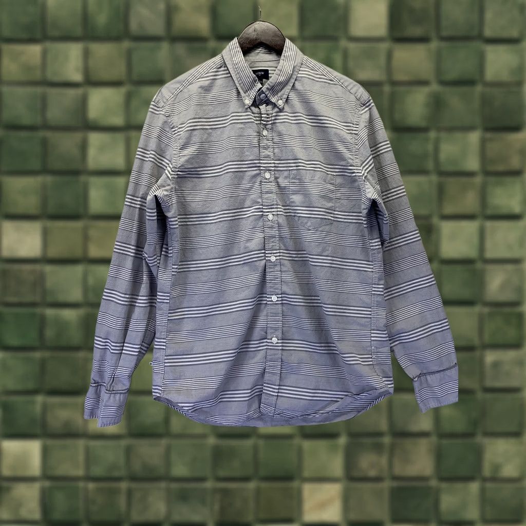 J.Crew J.CREW Gray White Stripe Button-Down Shirt Mens L Size US L / EU 52-54 / 3 - 1 Thumbnail