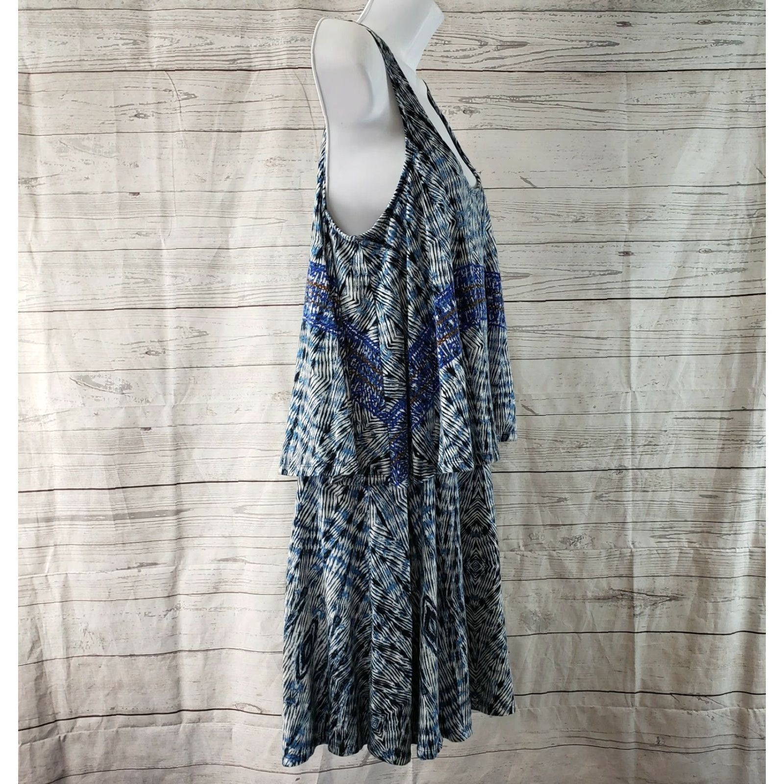 Vintage Plenty by Tracy Reese Womens Tank Dress Small Blue Layered Scoop Neck Casual Cotton Blend Sleeveless Size S / US 4 / IT 40 - 3 Thumbnail