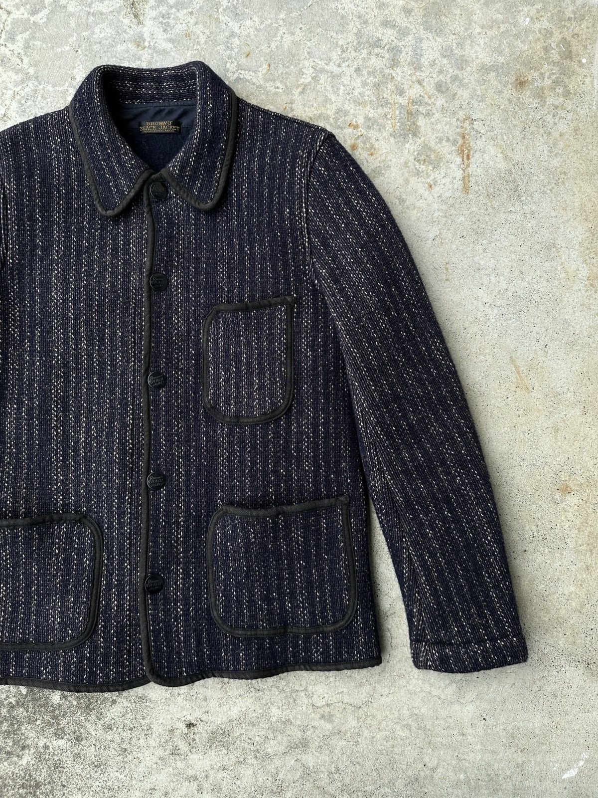 Full Count & Co. Brown’s Beach Cloth Wool Salt peper Navy Shadow Striped Jkt Size US M / EU 48-50 / 2 - 3 Thumbnail