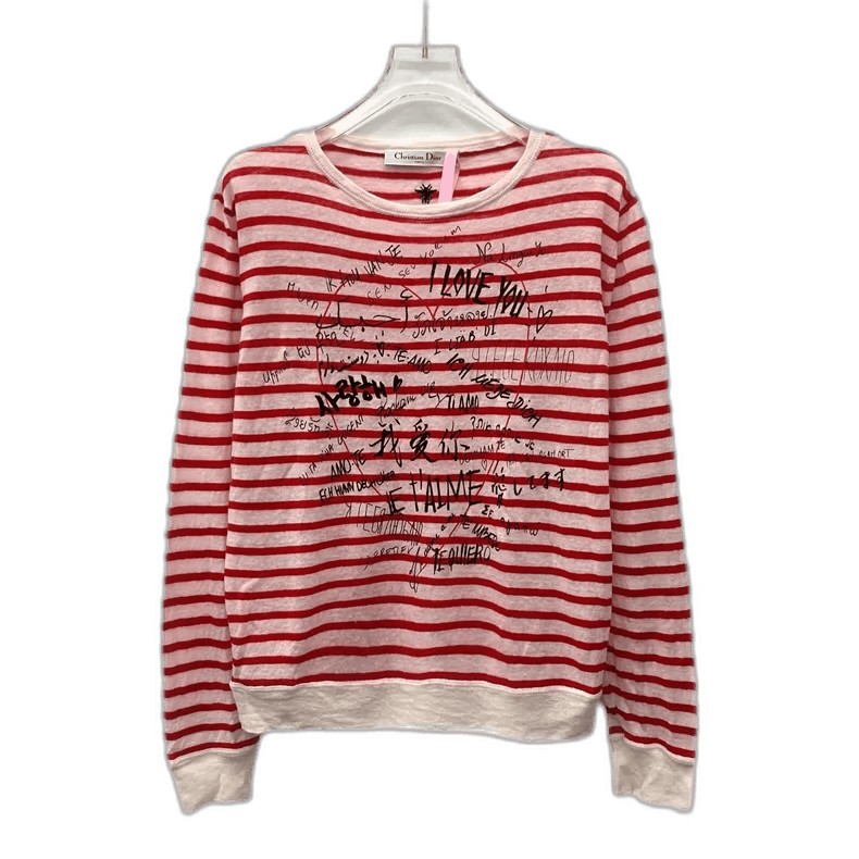 Dior Christian Dior Pink Striped Heart Print Sweater Size XS / US 0-2 / IT 36-38 - 1 Thumbnail