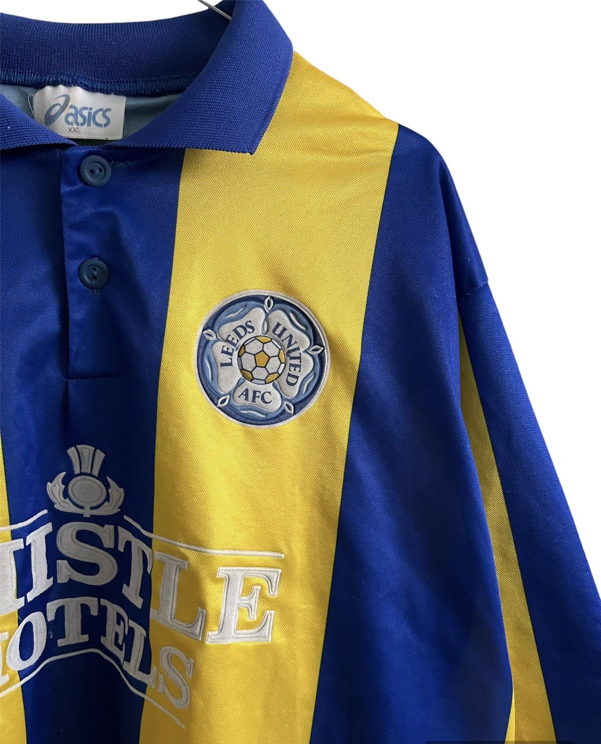 image of Vintage Leeds United Soccer Jersey in Blue/Yellow, Men's (Size 2XL)