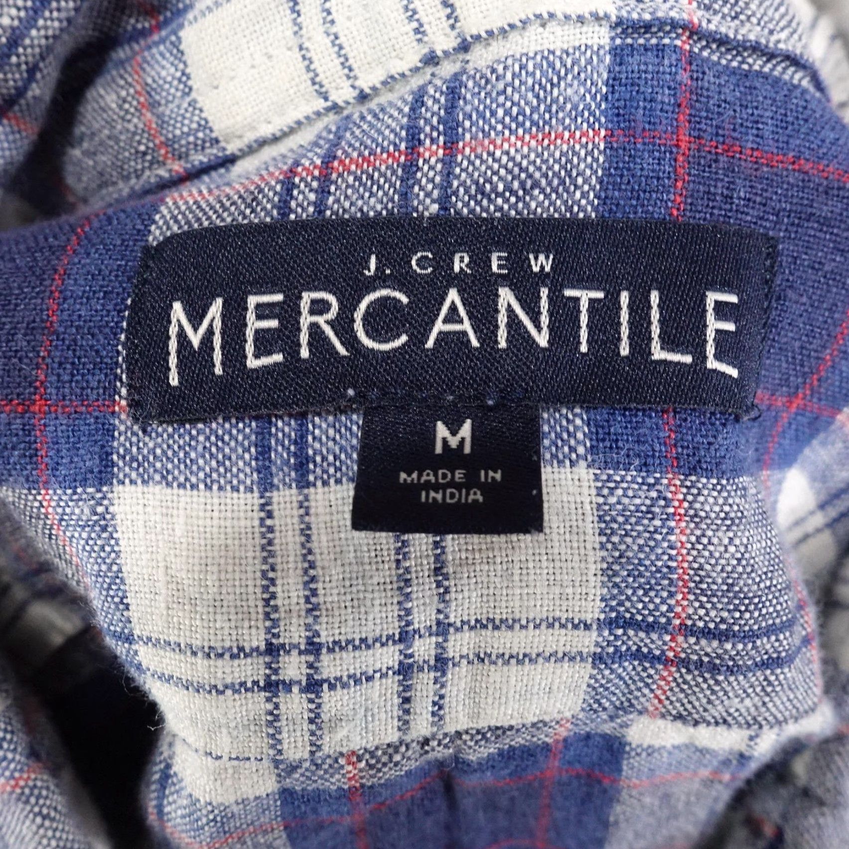 J.Crew J.Crew Mercantile Linen Shirt Blue White Plaid Mens Medium Long Sleeve Button Down Size US M / EU 48-50 / 2 - 6 Thumbnail