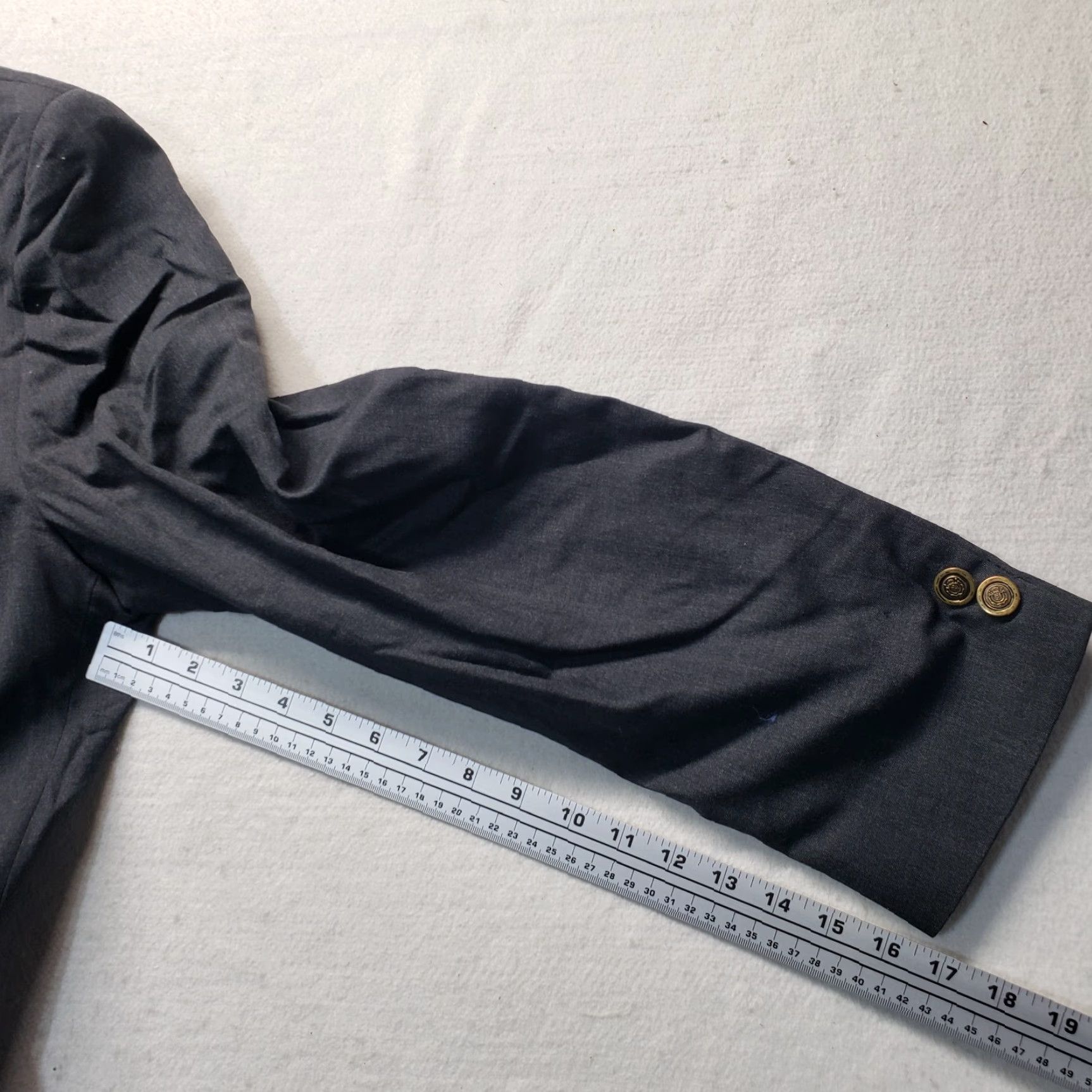 Vintage Blazer Dark Gray Single Breasted 2 Buttons Jacket Adult Men's M Medium Size 40R - 7 Thumbnail