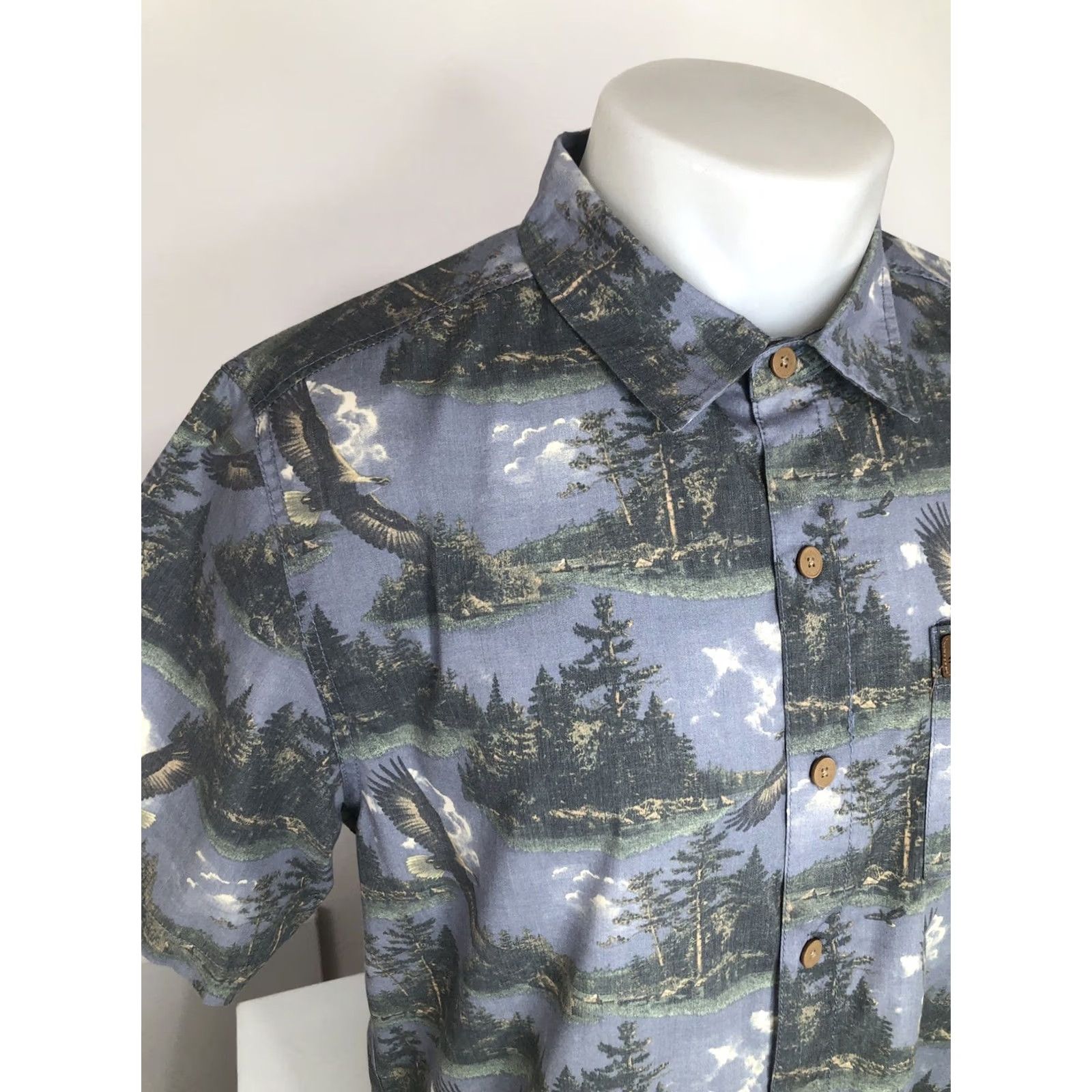 Nomad HIPPY TREE NOMAD - Eagles Mountains Hiking Theme Md. Shirt - EXCELLENT Shirt Mens M Blue Hiking Eagle Forest Mountain Tree 90s style Size US M / EU 48-50 / 2 - 4 Thumbnail