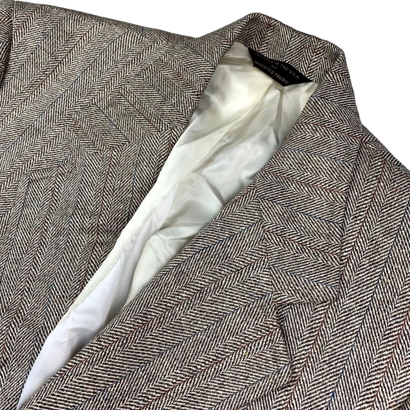 Southwick VINTAGE Southwick Blazer Jacket Men Tweed 2-Button Brown Beige Herringbone 42 R USA Womens Mens girls Size 42R - 2 Thumbnail