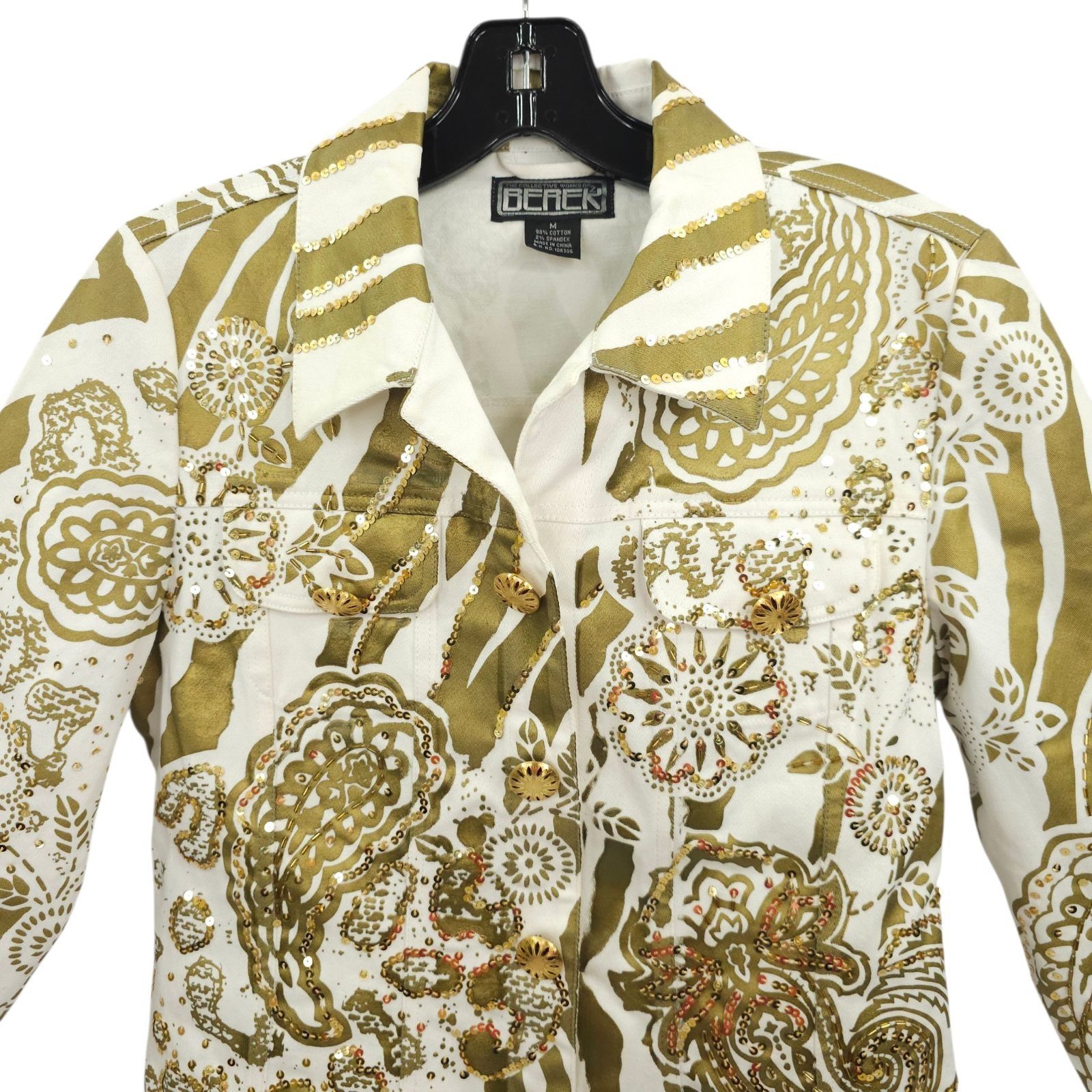 Other Berek Zebra Paisley Sequin Jacket M Vintage Snap Front Y2K Size M / US 6-8 / IT 42-44 - 13 Thumbnail