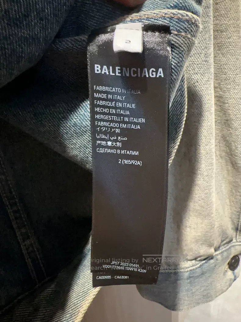 Balenciaga Balenciaga Distressed Logo Patch Single-Breasted Denim Jac Size US M / EU 48-50 / 2 - 4 Thumbnail