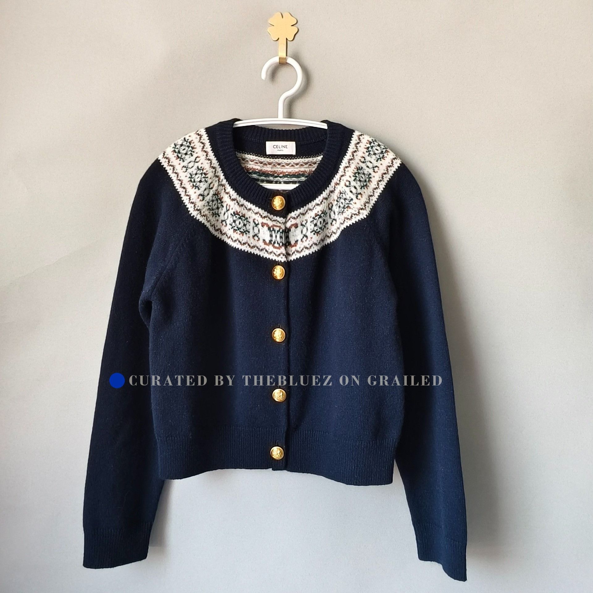 Celine CELINE SS25 Fair Isle Jacquard Gold Button Cashmere Cardigan Size XS / US 0-2 / IT 36-38 - 1 Thumbnail