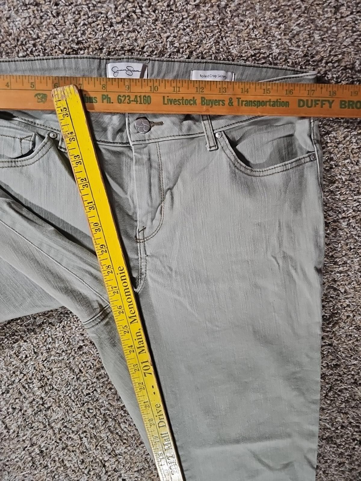 Other Jessica Simpson Rolled Crop Skinny Green Jeans 14/32 Size 36" / US 14 / IT 50 - 4 Thumbnail