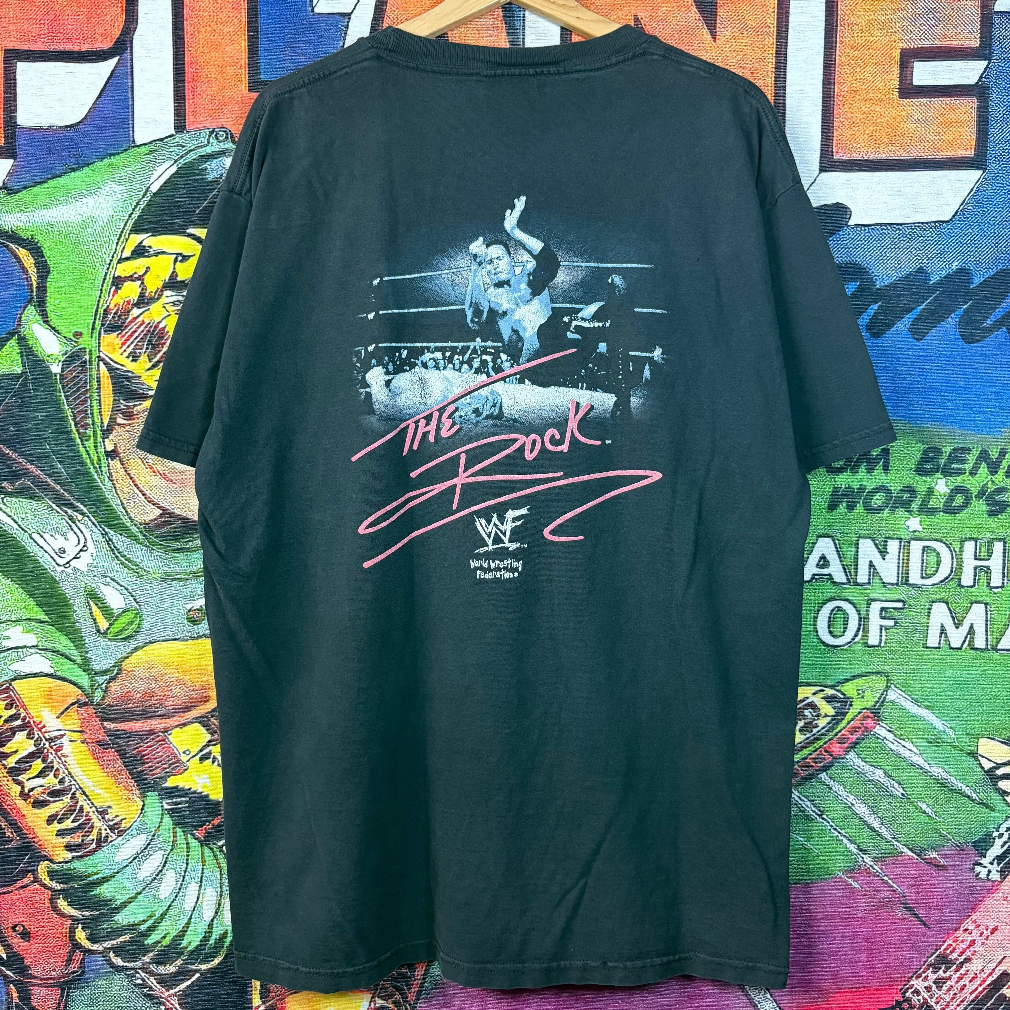 WWE vintage 1999 WWF The Rock "Layin' The Smack Down On Ya" Tee Size US XL / EU 56 / 4 - 3 Thumbnail