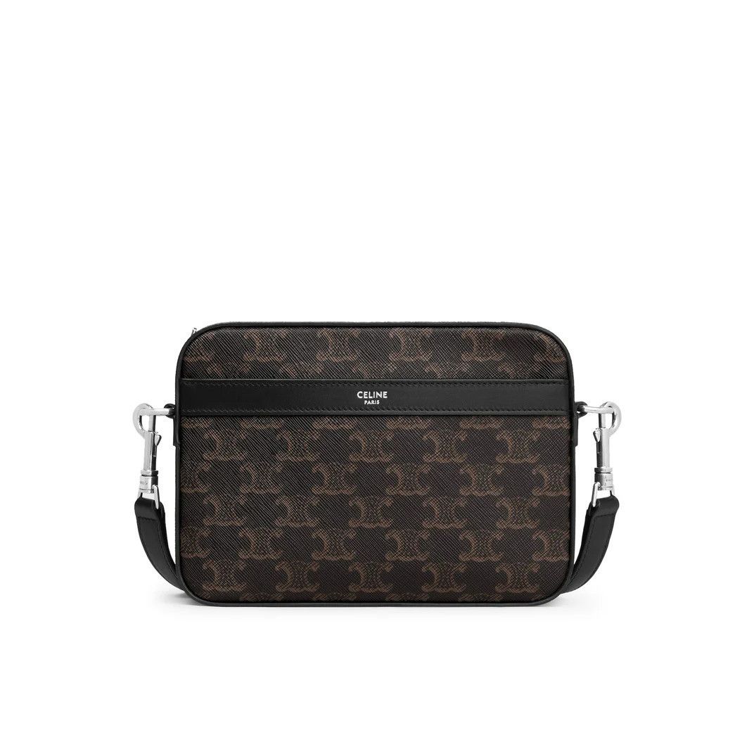 Celine CELINE $1550 Black Triomphe Canvas And Leather Small Messeng Size ONE SIZE - 1 Thumbnail